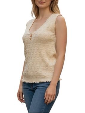 Zara cream Sleeveless Knit Top sz L